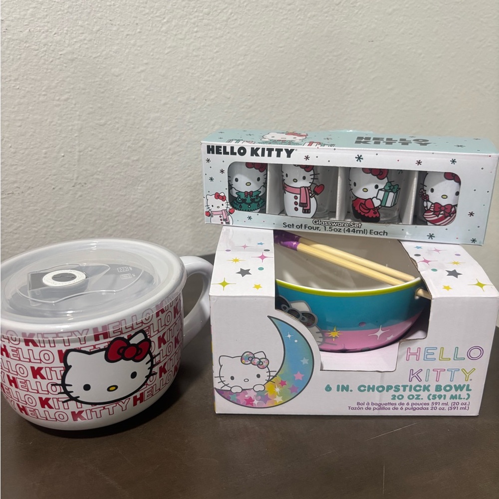 Hello Kitty Mug and Chopstick Bowl Set